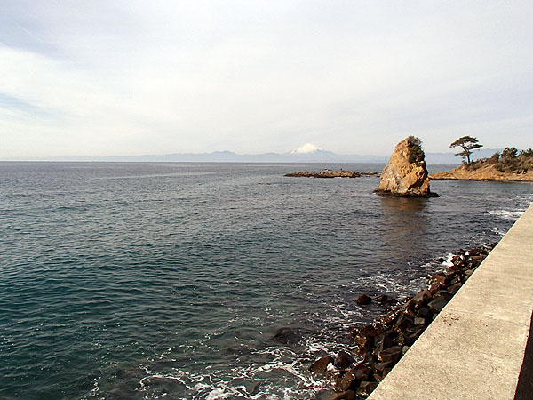 海の向こうに富士山